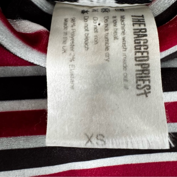 TheRagged Priest TROUBLE Striped Mock Neck Long Sleeve XS velvety streetwear - Picture 6 of 9